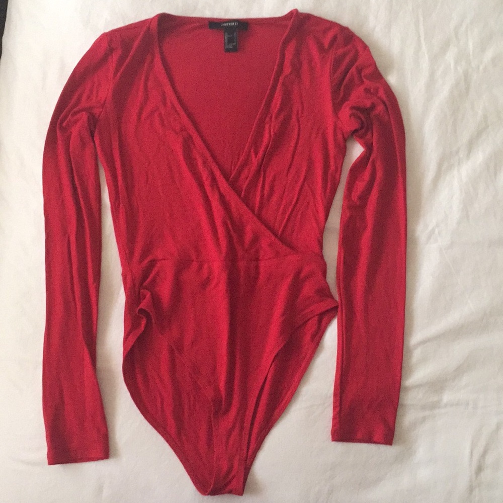 Forever21 red bodysuit NWOT small